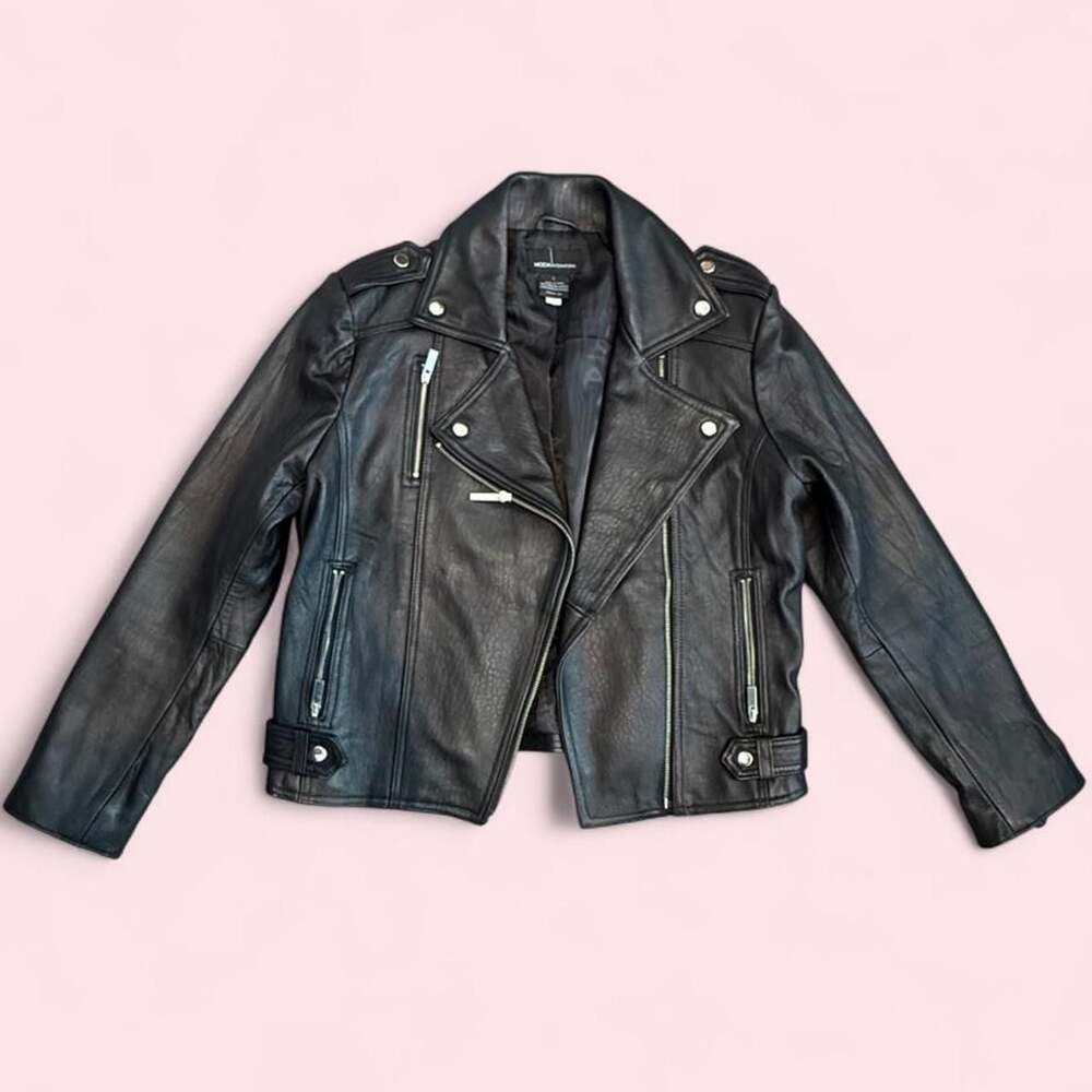 Moda International Vintage Genuine Leather Moto Biker Jacket